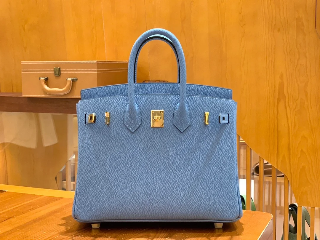 에르메스 버킨 25 르투르네 헤븐 블루 골드 하드웨어 (100% HAND MADE)