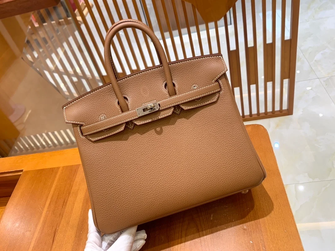 에르메스 버킨 25 르투르네 골든 브라운 실버 하드웨어 (100% HAND MADE)