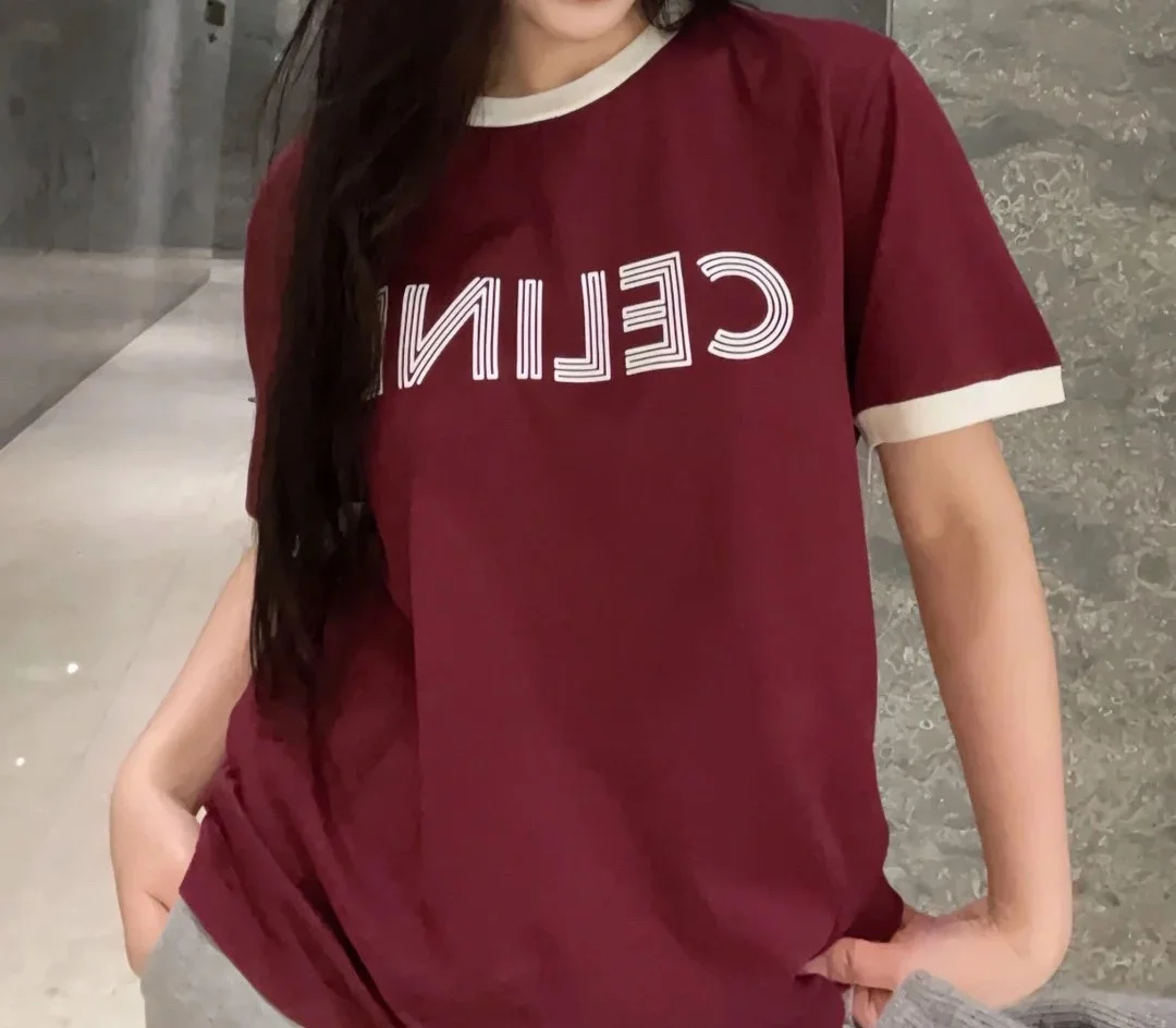 셀린느 레귤려 레드 그레이프 티셔츠