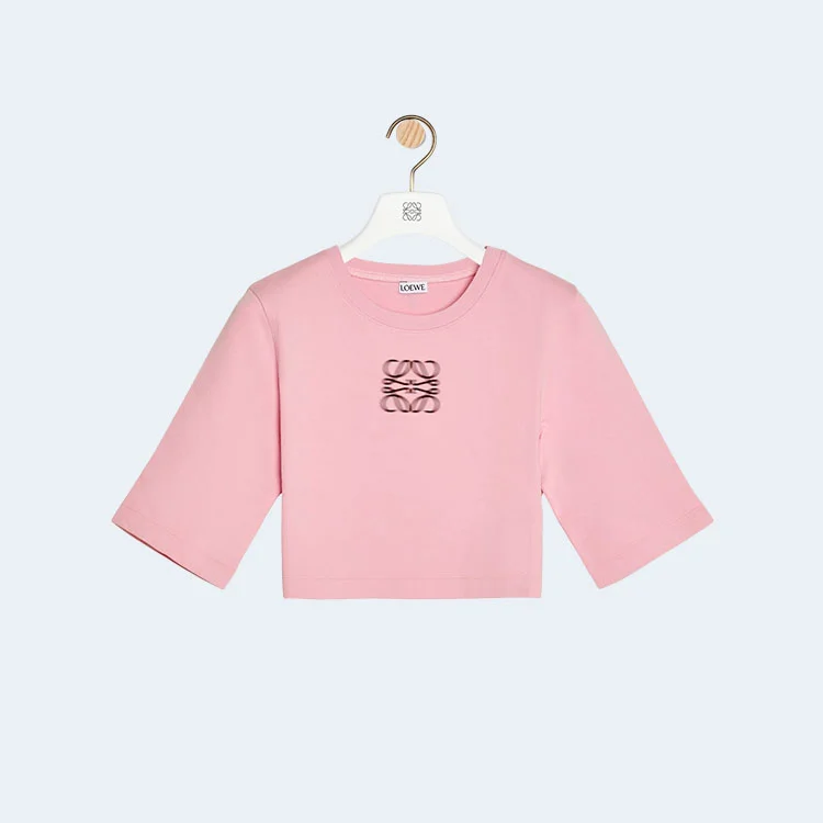 로에베 크롭 핑크 티셔츠
