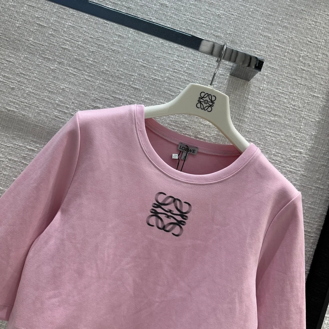 로에베 크롭 핑크 티셔츠
