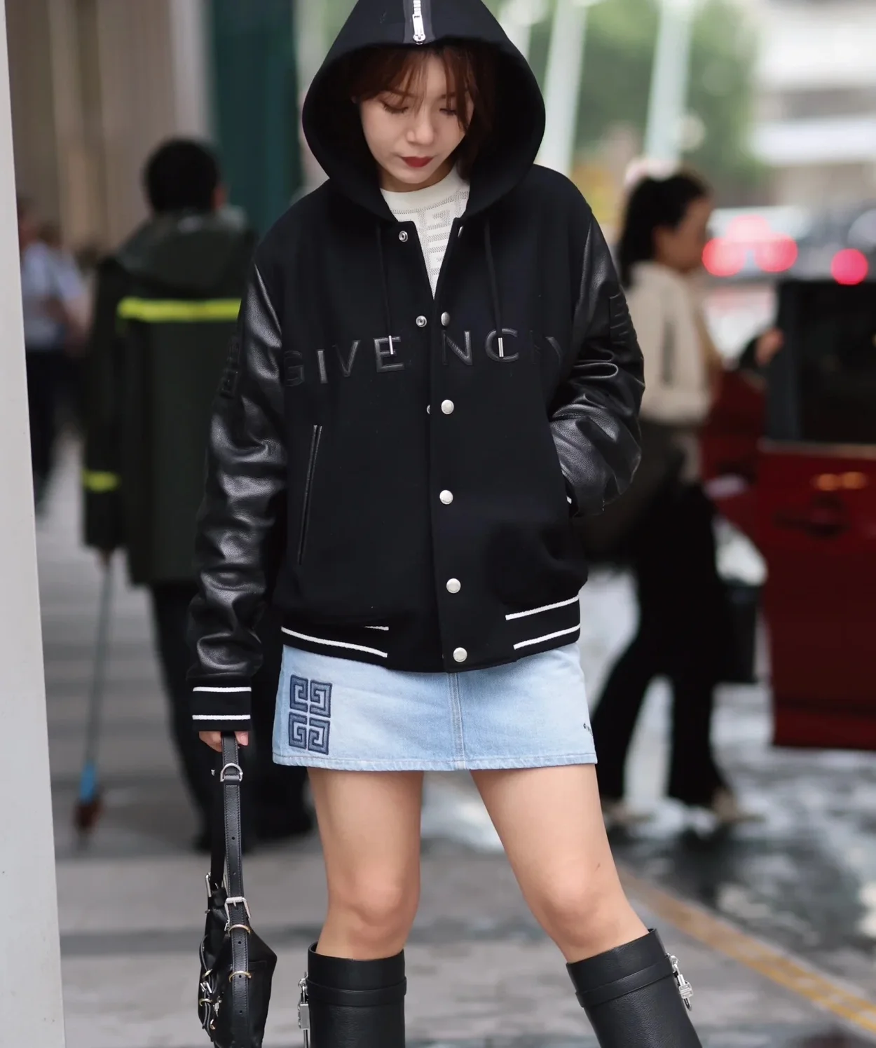 지방시 울 레더 후디 바시티 재킷
