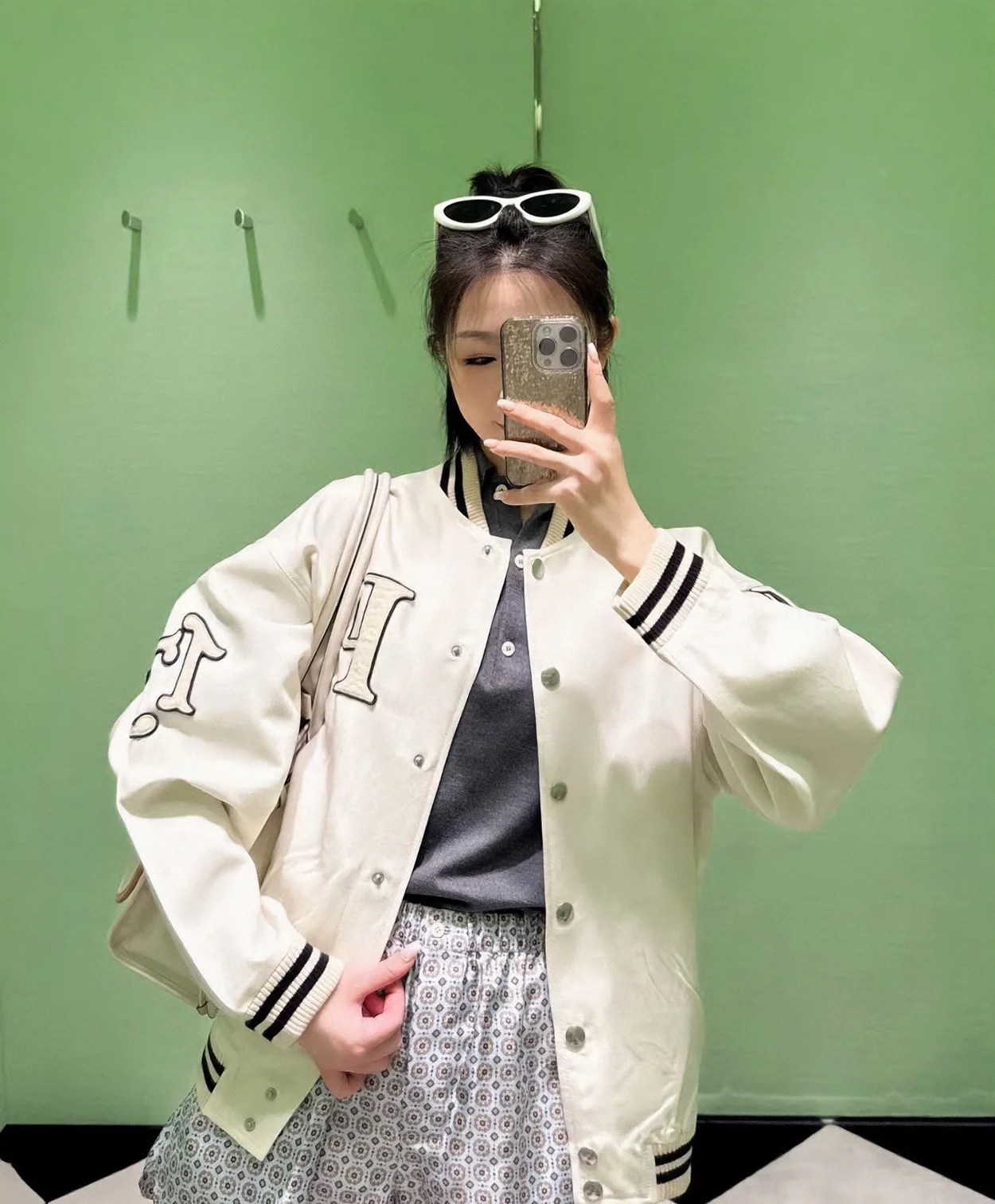 프라다 패치 코튼 봄버 재킷