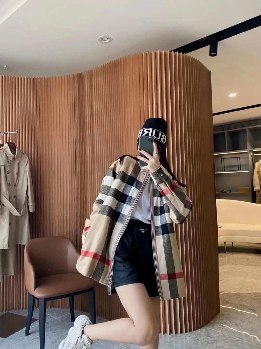 버버리 체크 울 코튼 오버 셔츠 재킷