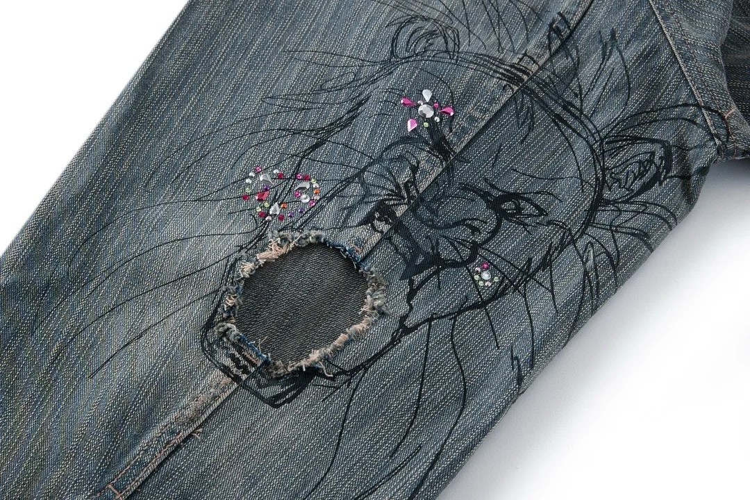 발렌시아가 엠벨리시드 데님 재킷