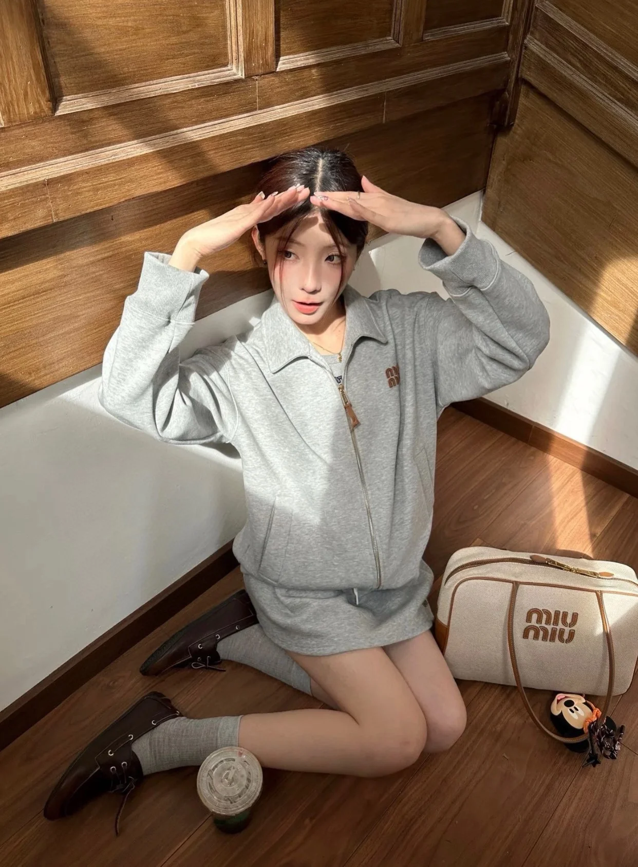미우미우 저지 블루종 재킷