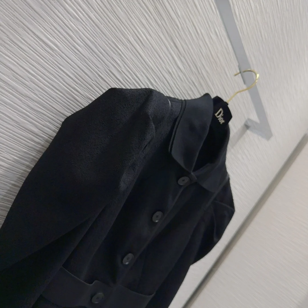 디올 블랙 버진 울 코튼 부클레 피티드 재킷