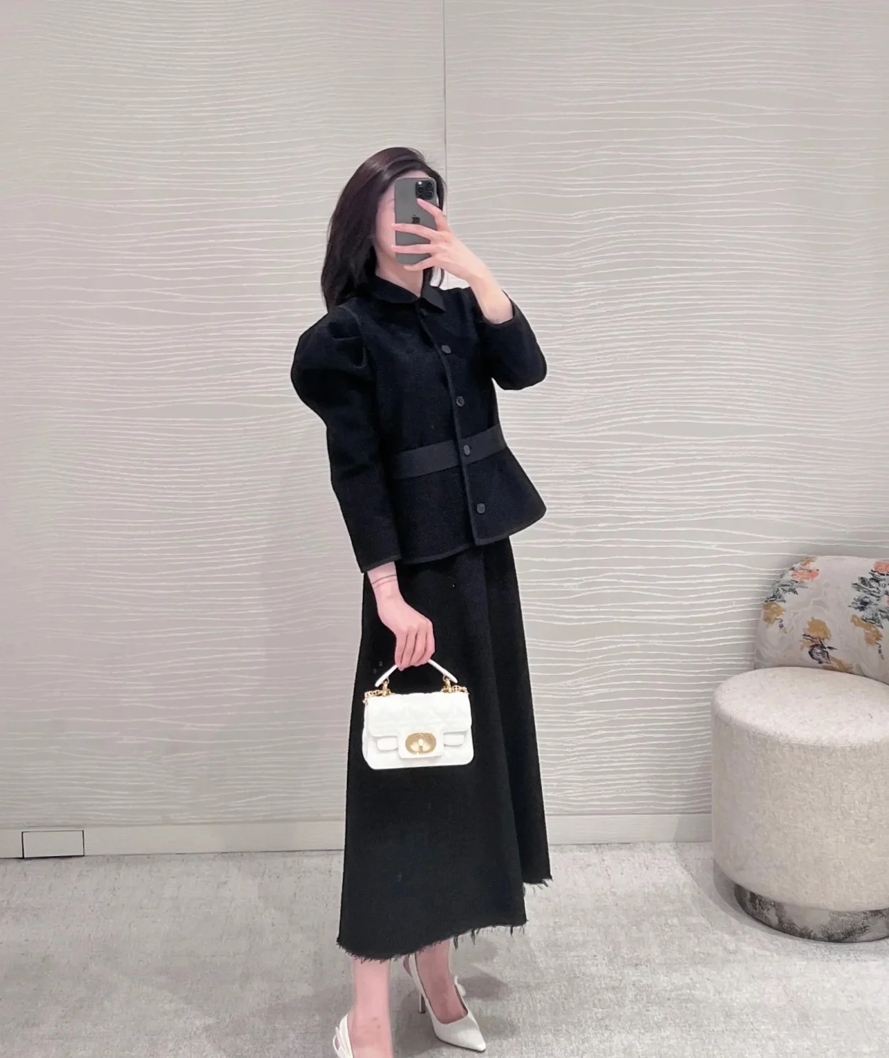 디올 블랙 버진 울 코튼 부클레 피티드 재킷