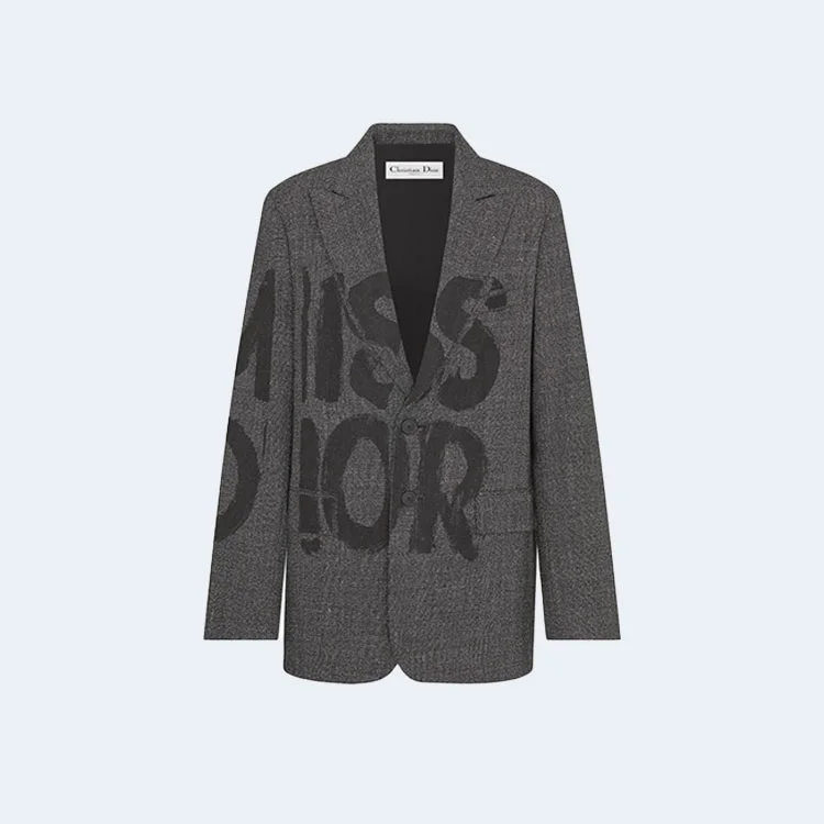 디올 블랙 Miss Dior Graffiti 모티브 울 블레이저