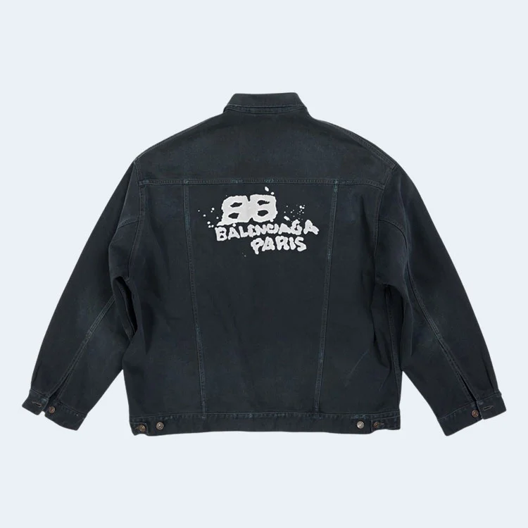 발렌시아가 핸드 드로운 BB 아이콘 오버사이즈 자켓 블랙