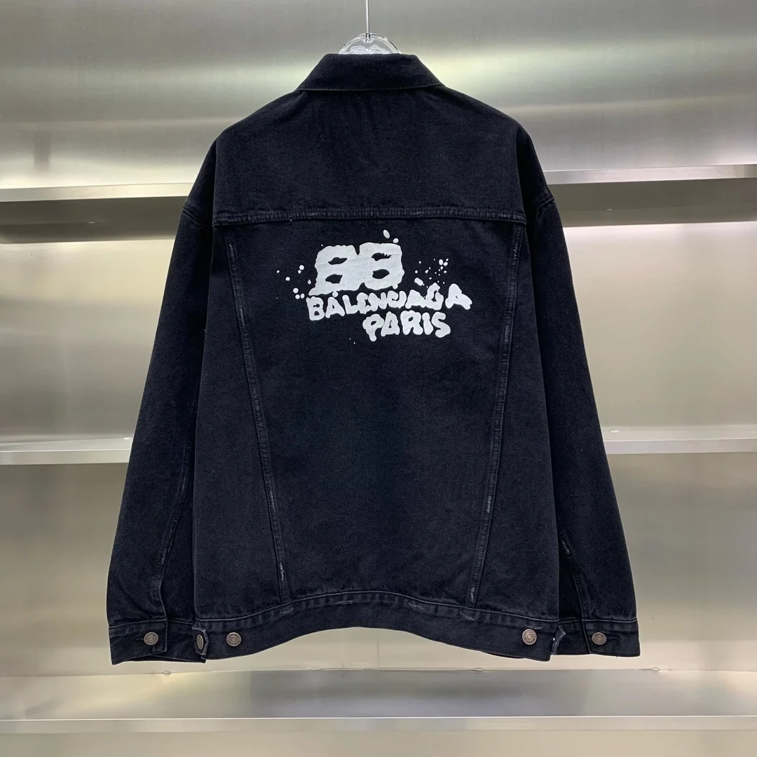 발렌시아가 핸드 드로운 BB 아이콘 오버사이즈 자켓 블랙