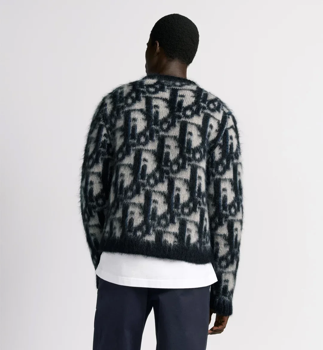 디올 오블리크 블루 모헤어 가디건