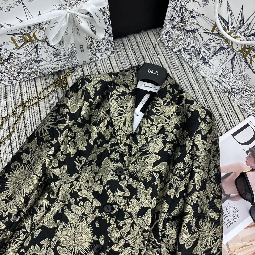 디올 테크니컬 자카드 핏티드 자켓 블랙