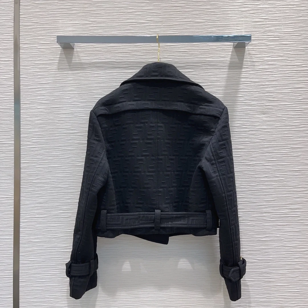 펜디 블랙 자카드 패브릭 블루종 자켓