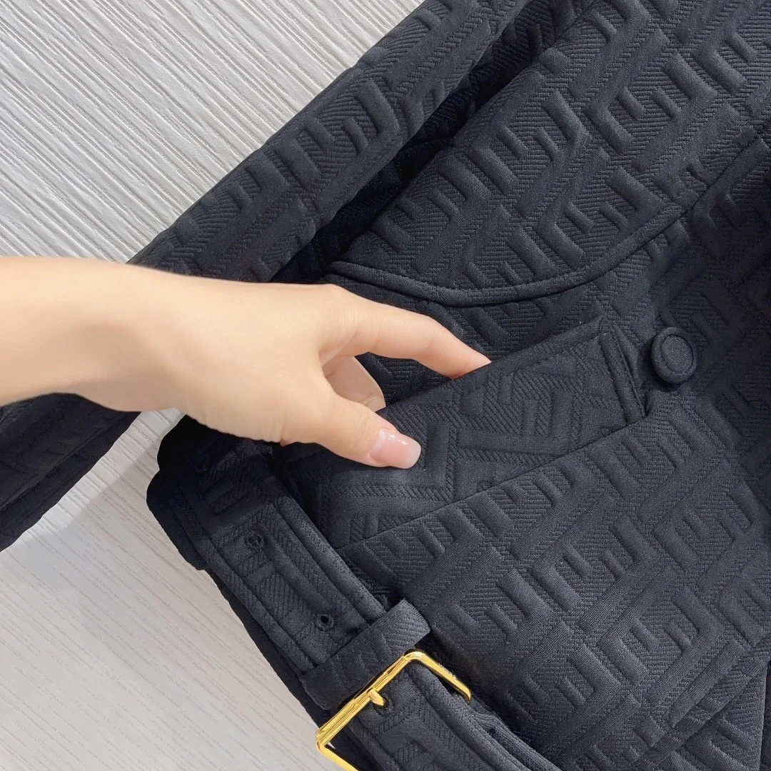 펜디 블랙 자카드 패브릭 블루종 자켓