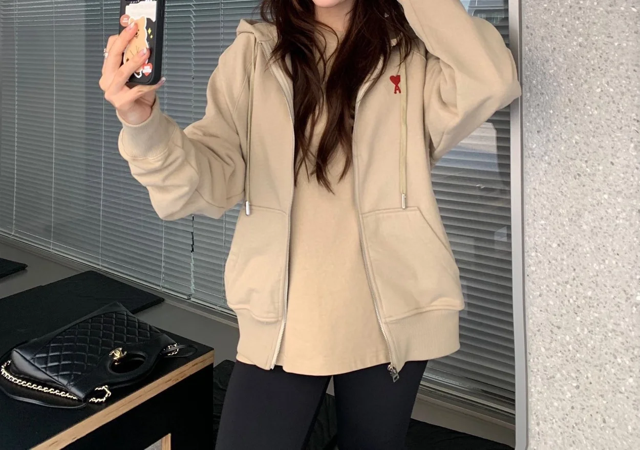 아미 유니섹스 ADC 베이지 후드 집업