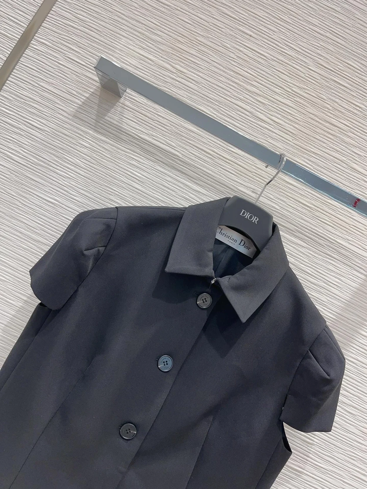 디올 피티드 반소매 울 실크 블랙 자켓