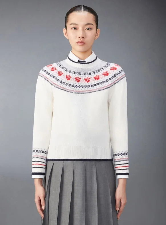 톰브라운 울 모헤어 로즈 크루넥 풀오버