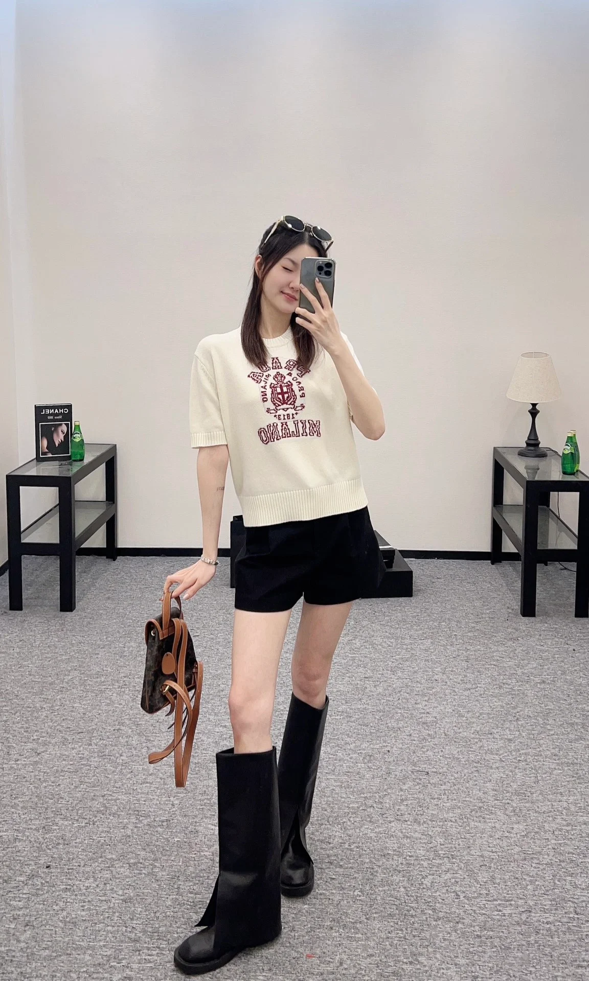 프라다 울 캐시미어 크루넥 스웨터 아이보리