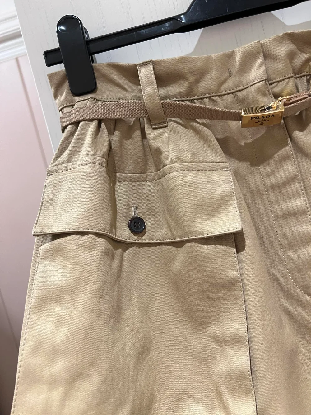 프라다 코튼 새틴 미디 스커트