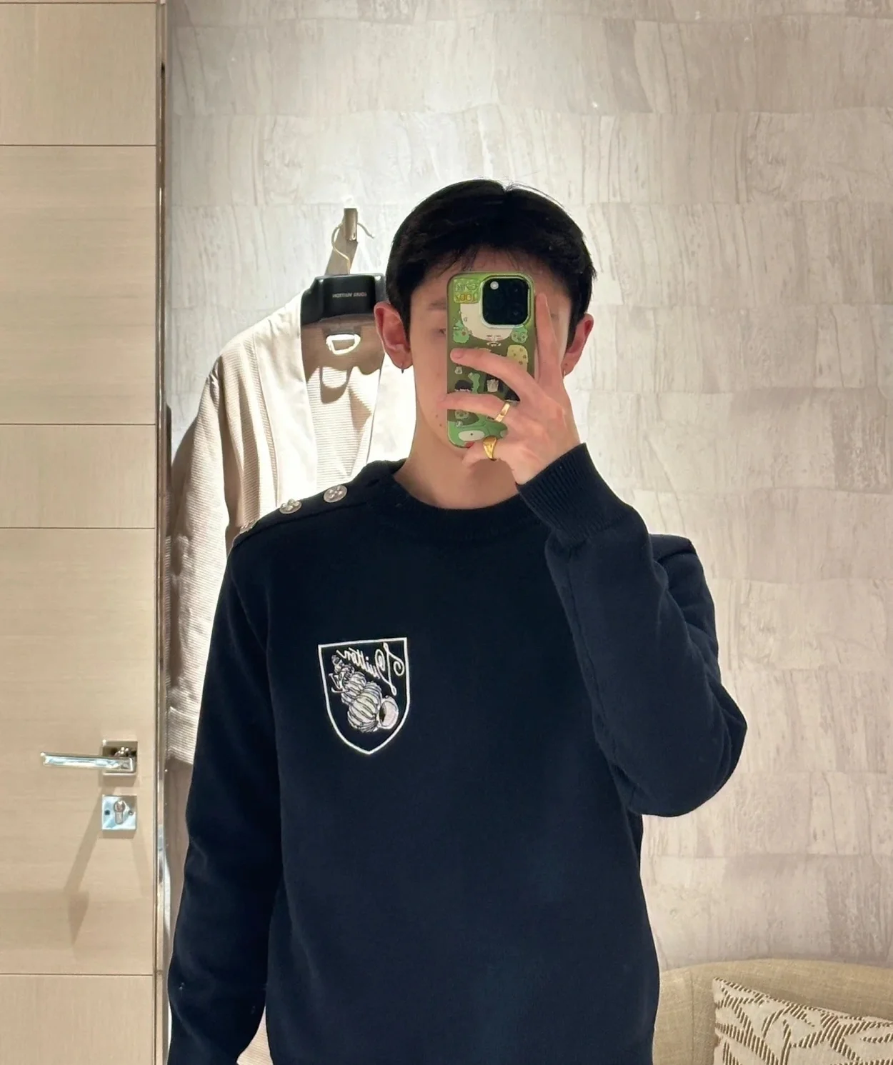 루이비통 엠브로이더드 코튼 블렌드 크루넥 1AFQQ3