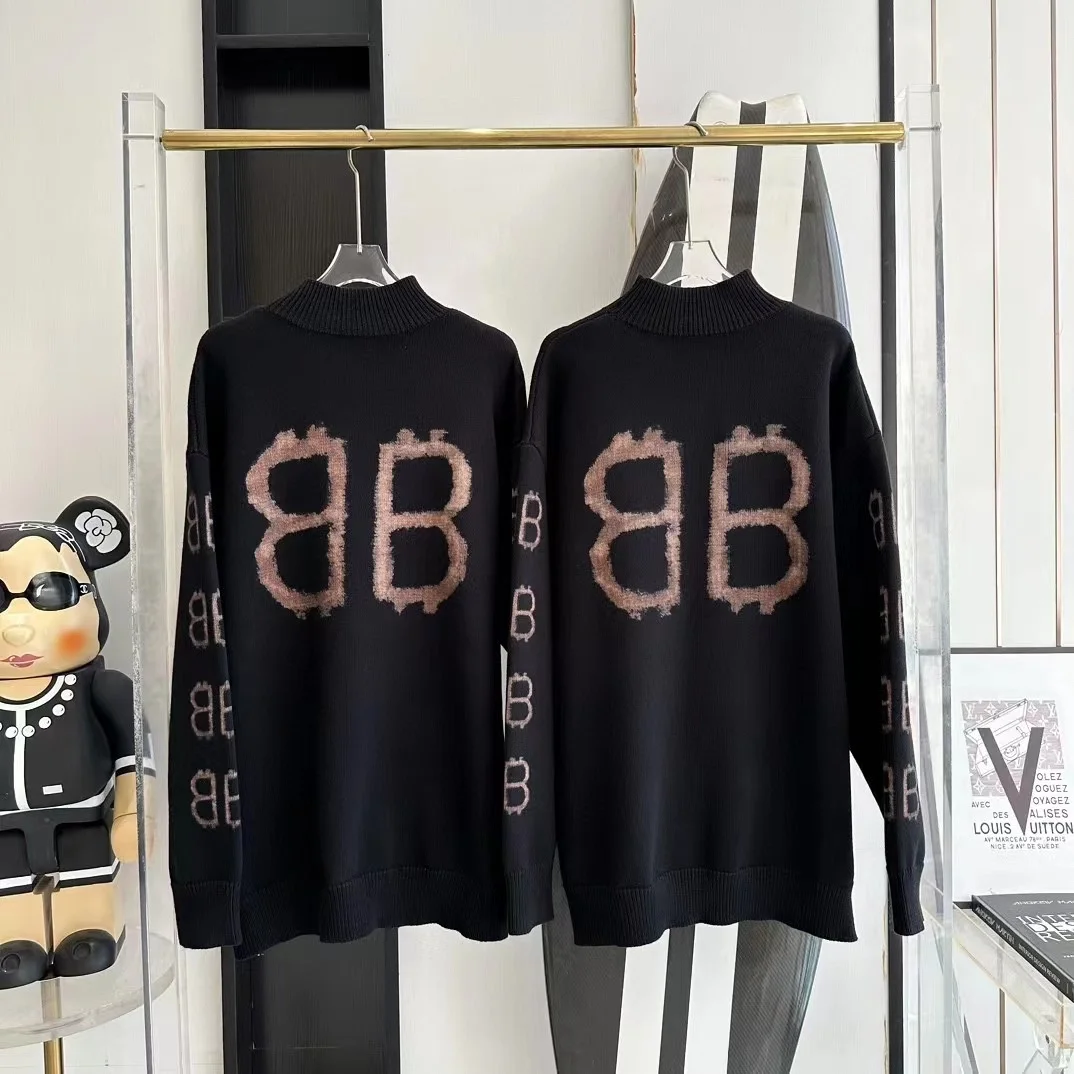 발렌시아가 BB 크립토 로고 블랙 니트