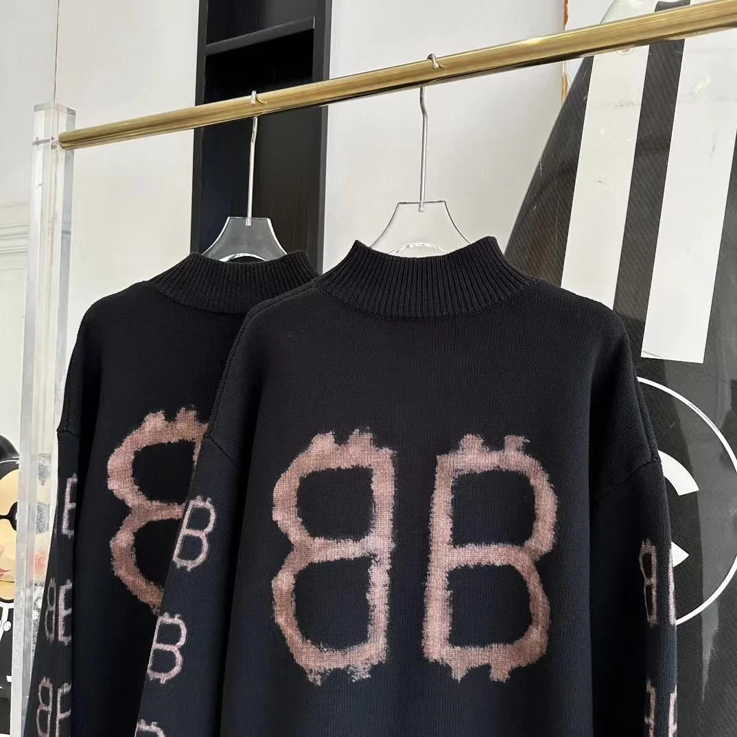 발렌시아가 BB 크립토 로고 블랙 니트