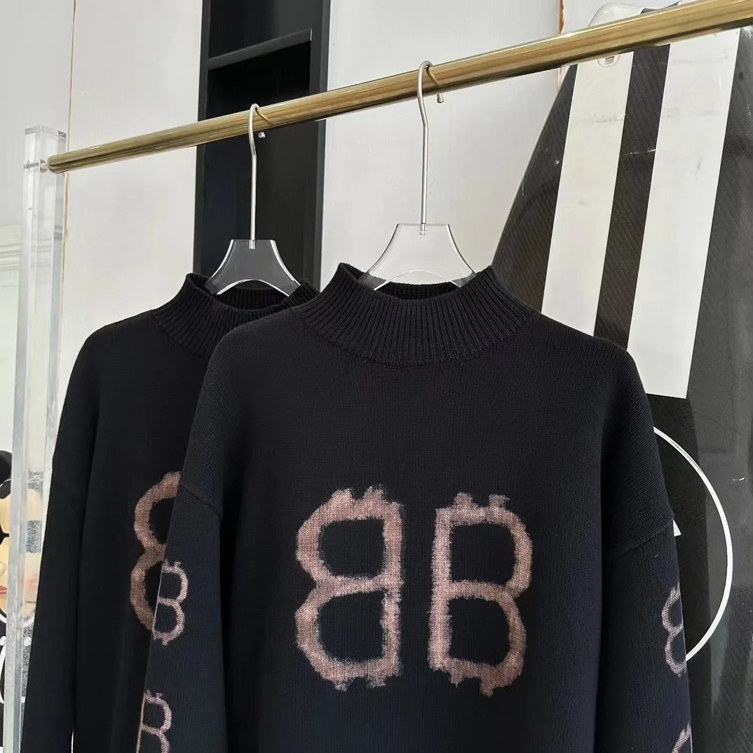 발렌시아가 BB 크립토 로고 블랙 니트