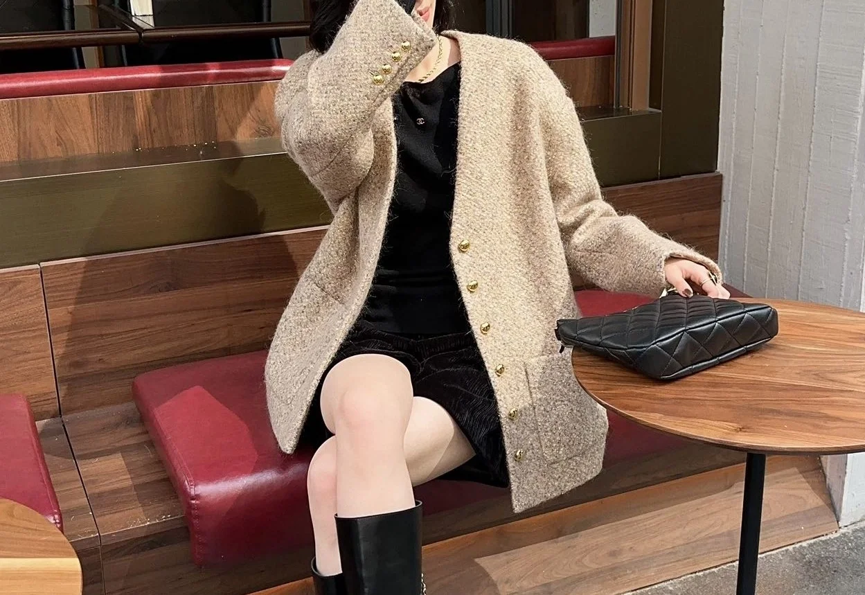 셀린느 알파카 울 오버사이즈 카디건