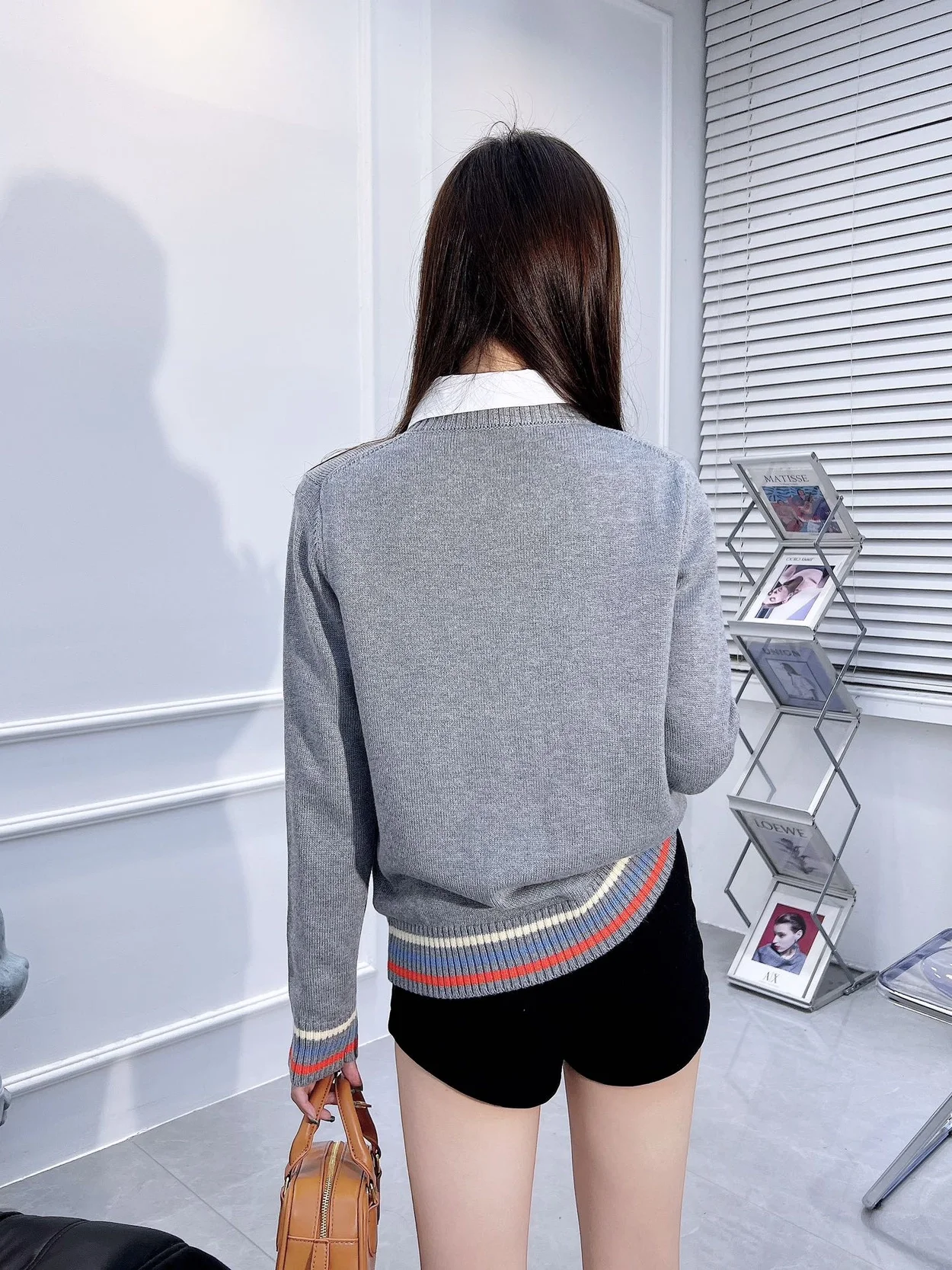 디올 캐시미어 그레이 울 스웨터
