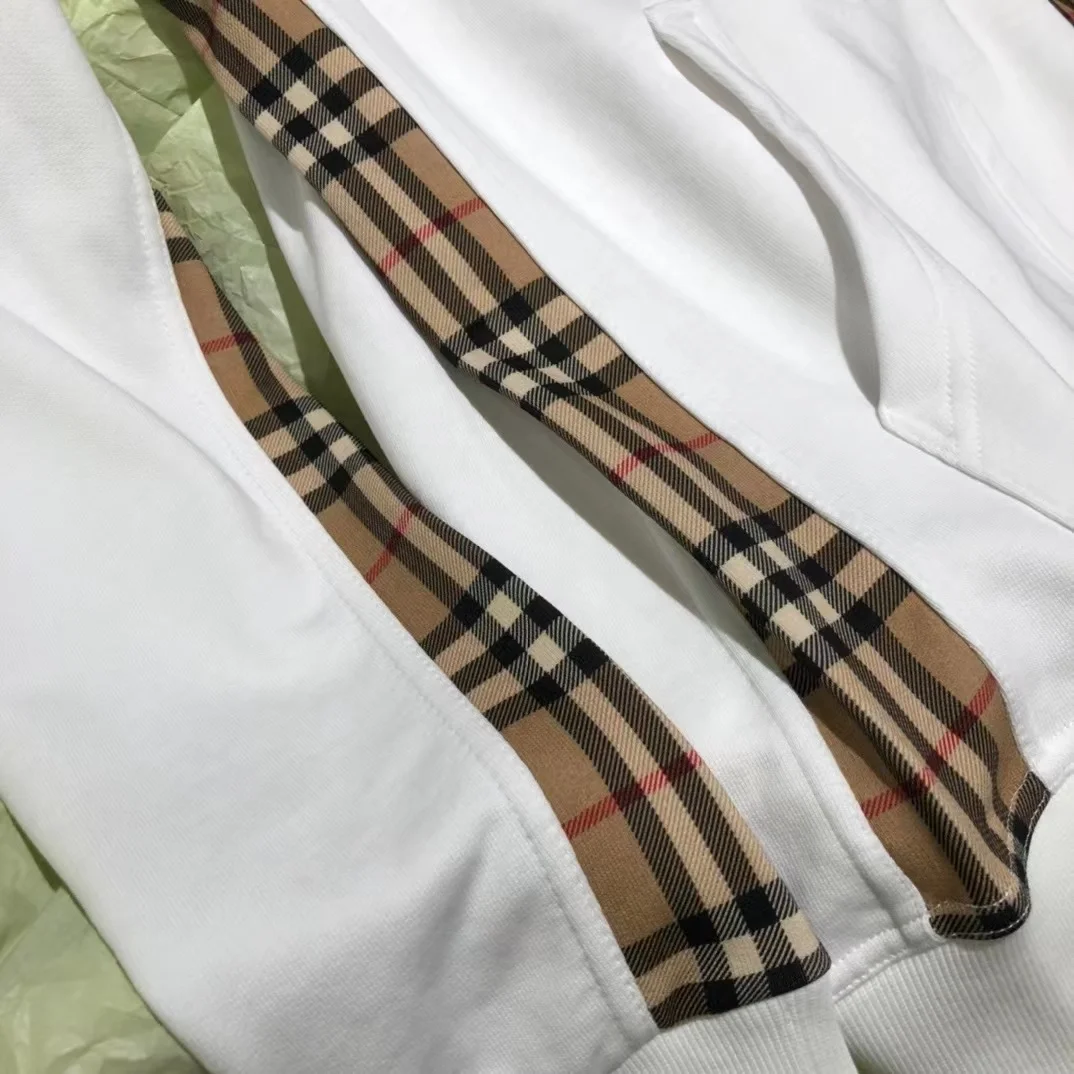 버버리 빈티지 체크 파넬 후디 화이트