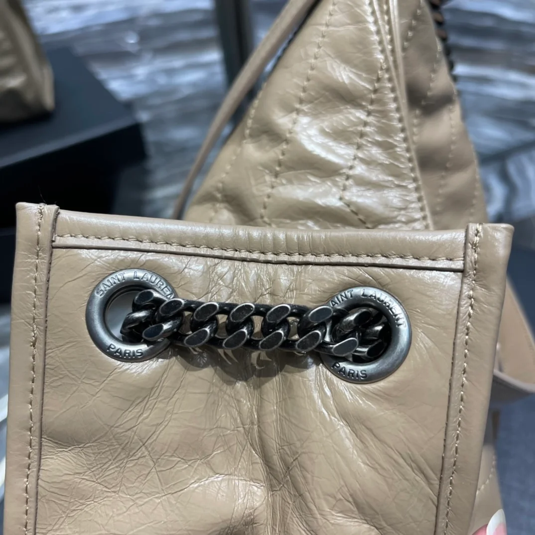 생로랑 빈티지 니키 쇼퍼백 베이지