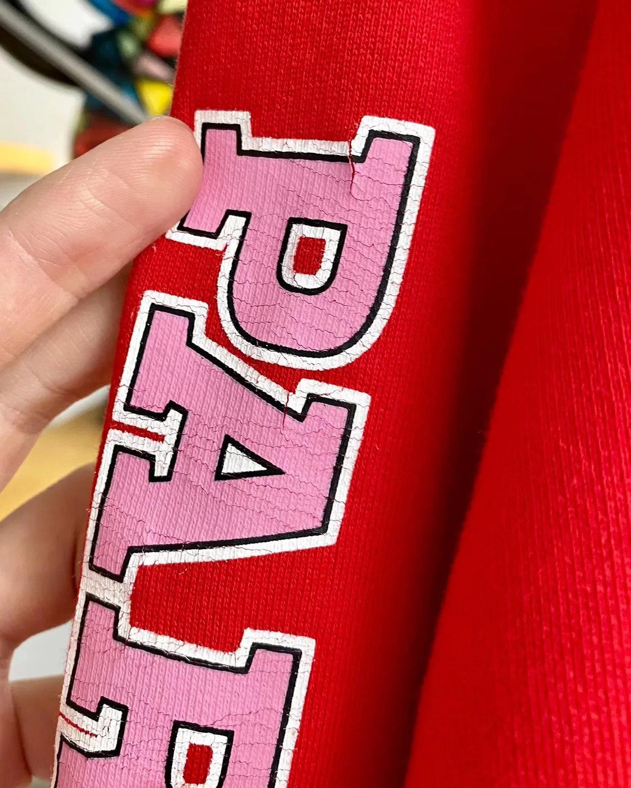 발렌시아가 메종 로고 프린트 후드 레드