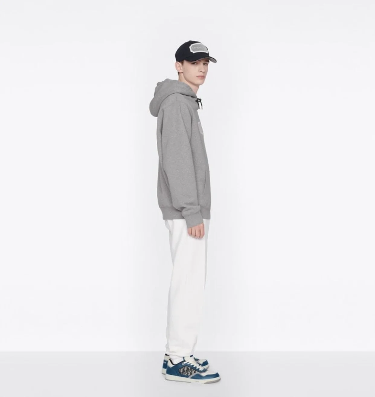 디올 릴렉스드 핏 후드 그레이
