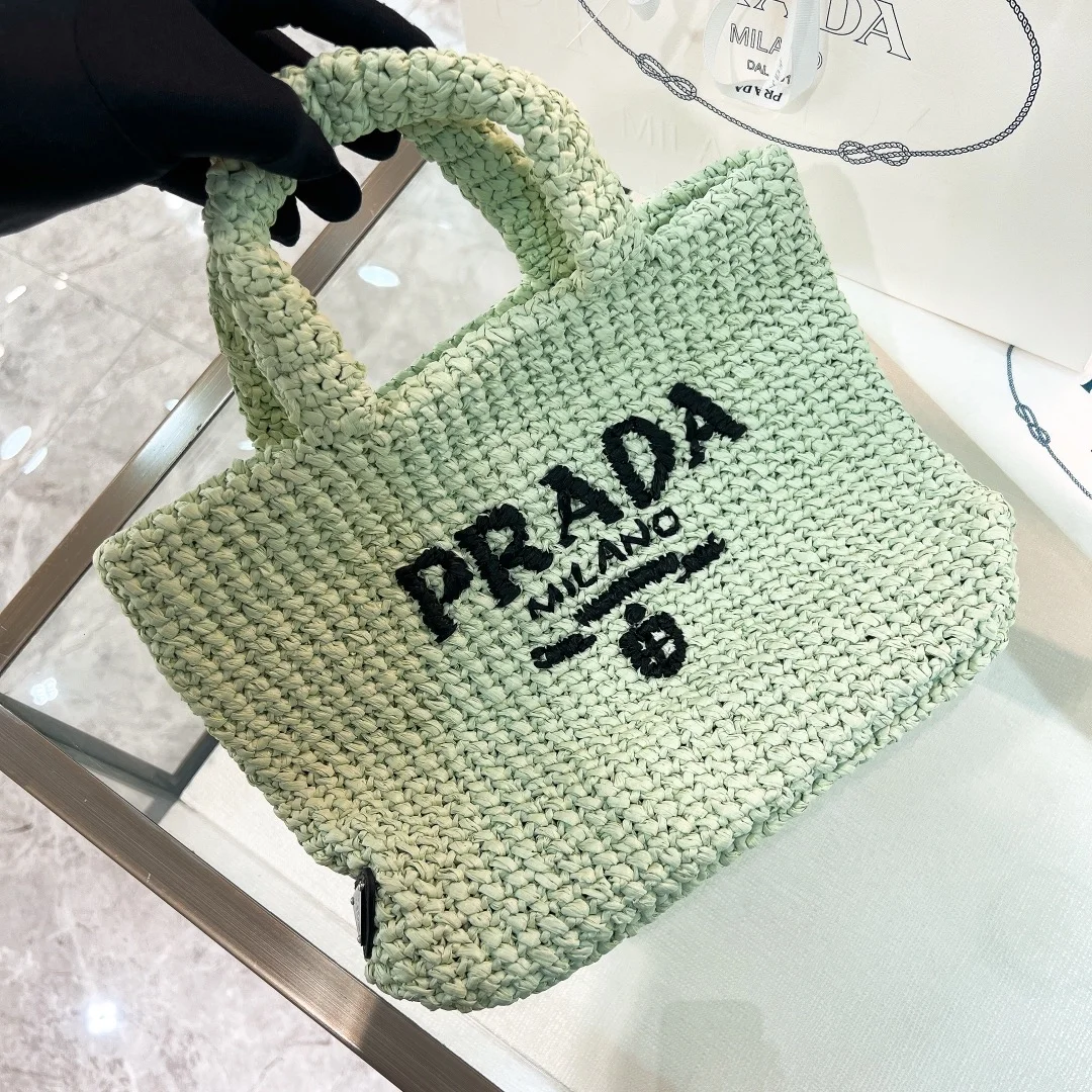 프라다 스몰 크로셰 토트백 아쿠아