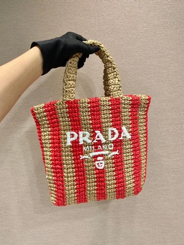 프라다 라탄 스트랩 토트백