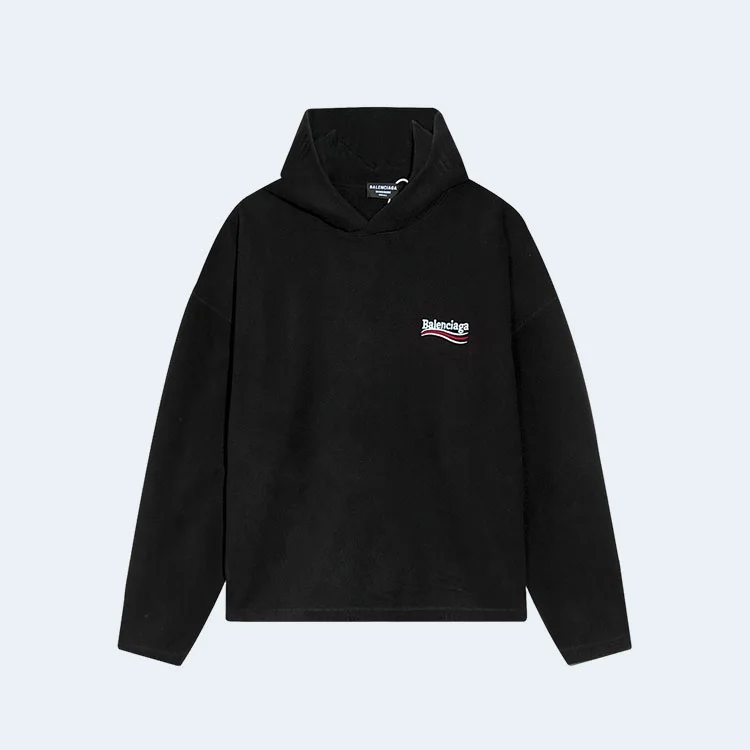 발렌시아가 폴리티컬 웨이브 로고 후드 블랙