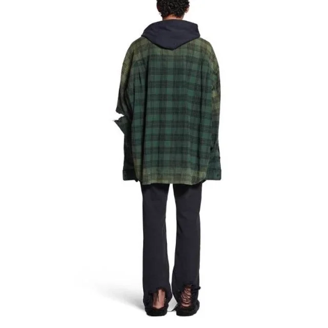 발렌시아가 오버사이즈 후드 셔츠 그린