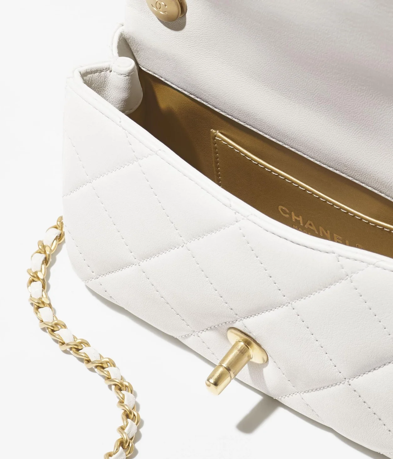 샤넬 미니 플랩백 화이트 & 골드메탈