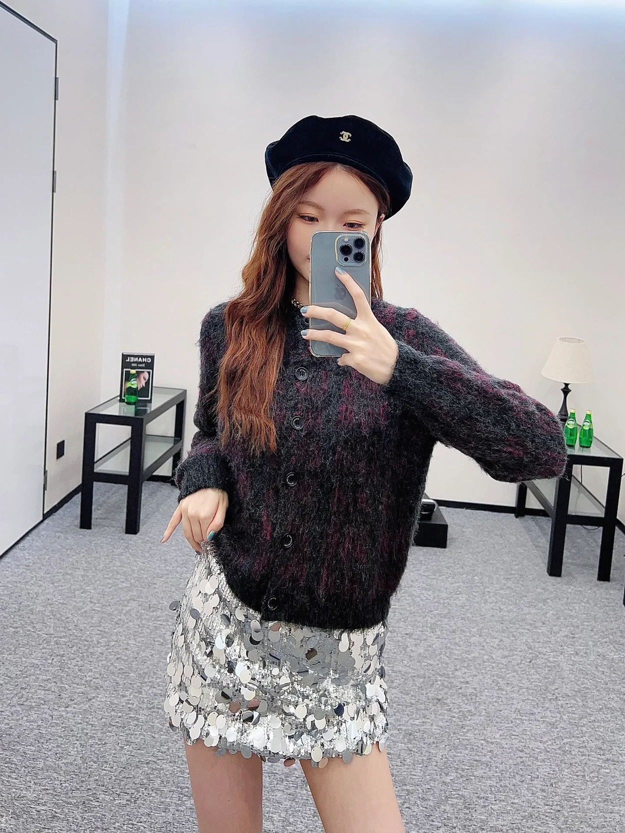 알렉산더왕 자카드 니트 플래드 가디건