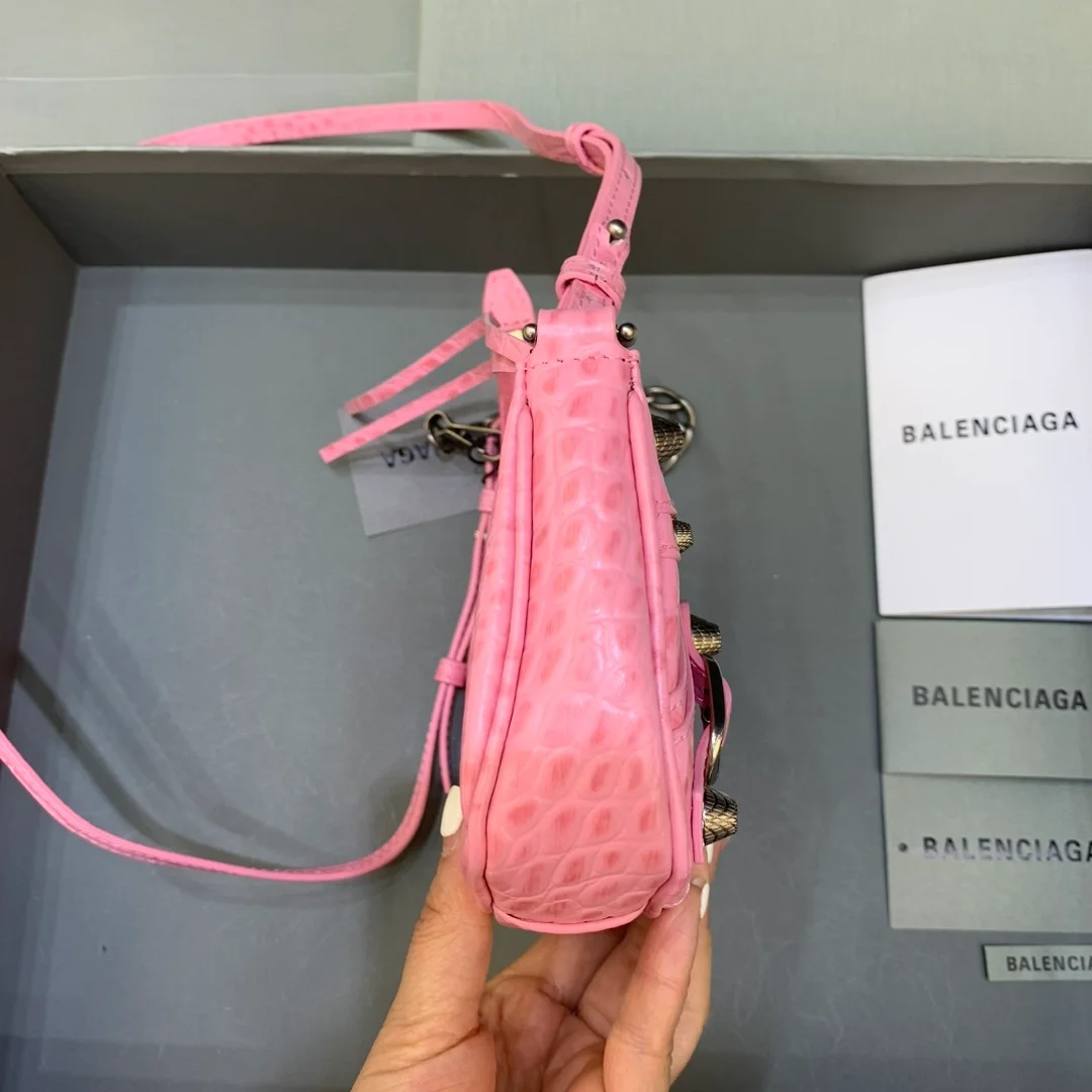 발렌시아가 르 카골 크로커다일 핑크 미니백