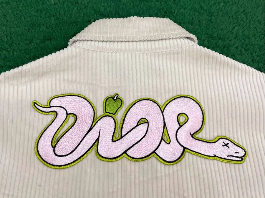 디올 AND KAWS 코튼 블렌드 코듀로이 지퍼 블루종 재킷