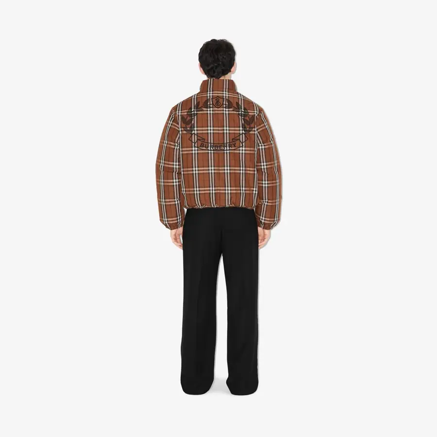 버버리 체크 나일론 퍼퍼 자켓 브라운
