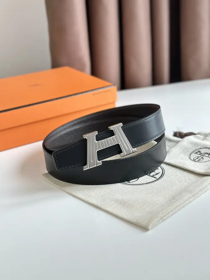 에르메스 H 토고 다크 브라운 벨트 은장 32mm