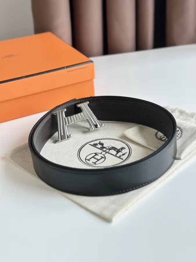 에르메스 H 토고 다크 브라운 벨트 은장 32mm