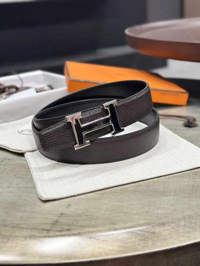에르메스 브러시 리버서블 벨트 다크 브라운 32mm