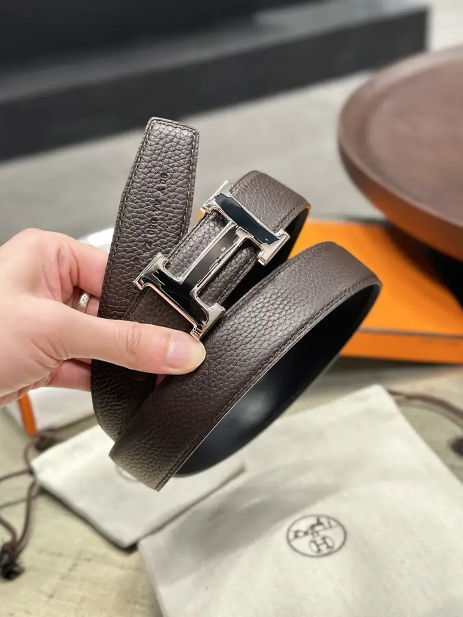 에르메스 브러시 리버서블 벨트 다크 브라운 32mm