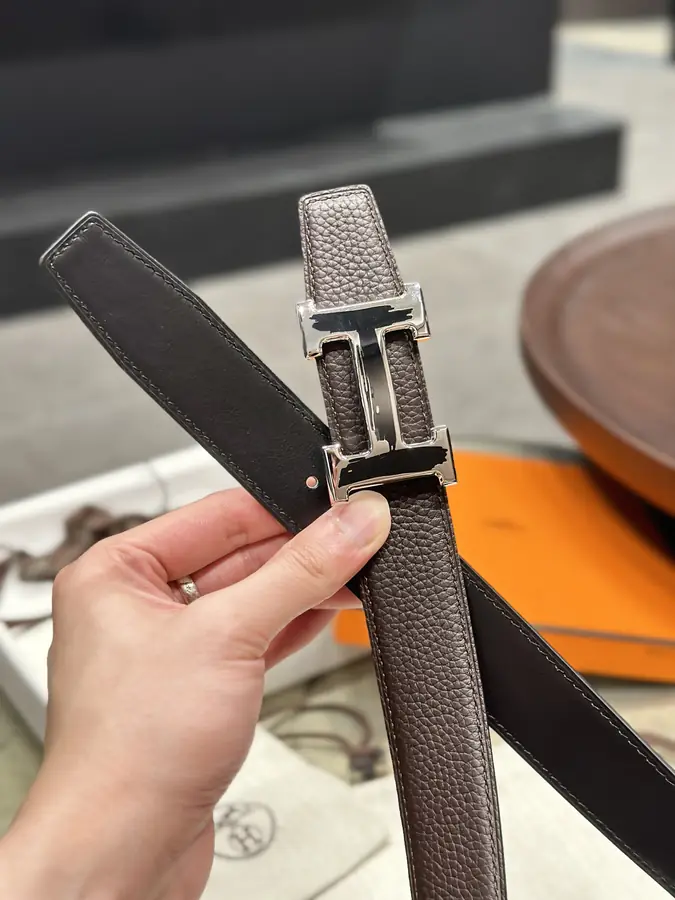 에르메스 브러시 리버서블 벨트 다크 브라운 32mm