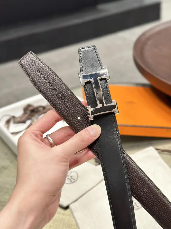 에르메스 브러시 리버서블 벨트 다크 브라운 32mm