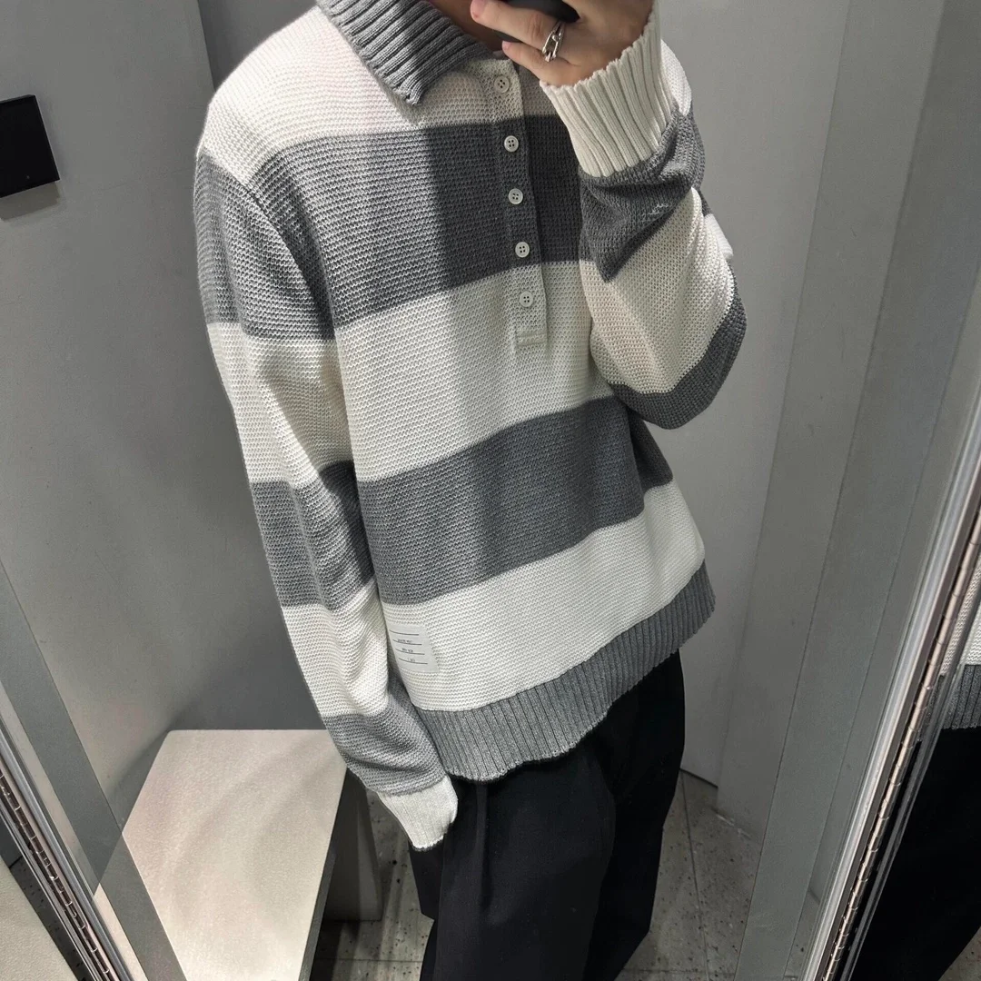 톰브라운 스트라이프 럭비 폴로 셔츠